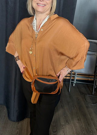 Brown Black Adjustable Belt Bag