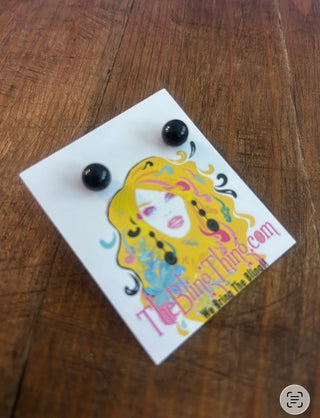 Black Pearl Medium Stud Earrings