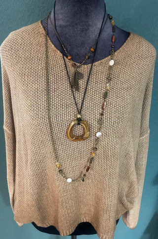 Boho Mixed Media Layered Necklace Set