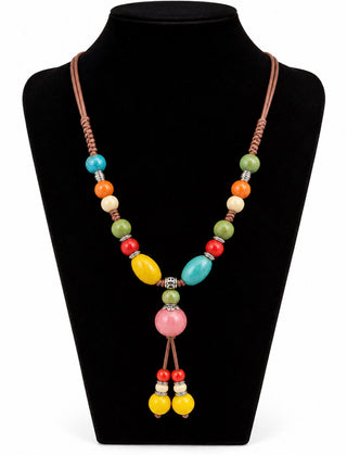Colorful Layered Statement Necklace Set of 3 Boho Beaded Gemstone Floral Charm Necklace