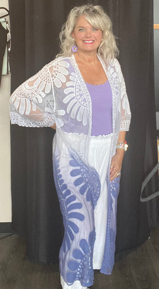 Periwinkle Ombre Lace Kimono Cardigan