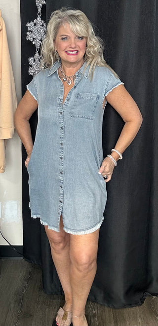 Flutter Sleeve Tencel Shirt Dress