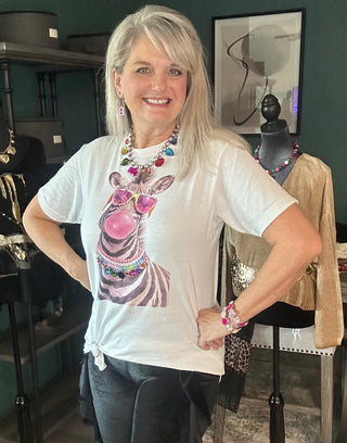 Blinged Out Zebra Print T Shirt