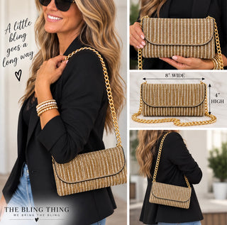 Bronze Rhinestone Evening Bag Purse