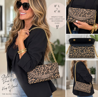 Animal Print Rhinestone Evening Bag Purse