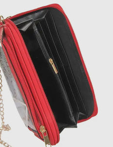 Red Cell Phone Wallet Crossbody Purse