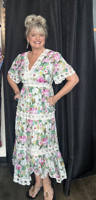 V Neck Side Zip Maxi Dress