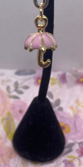 Pink Umbrella Charm for Necklace or Bracelet