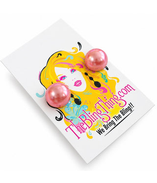 Ice Pink XLarge Pearl Stud Ball Earrings