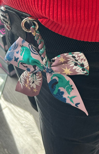 Fabric Bow Key Ring Purse Bling