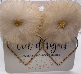 Beige Heart Puff Earrings