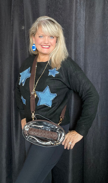 Brown Transparent Football Crossbody Purse