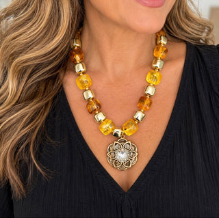 Golden Amber Statement Necklace