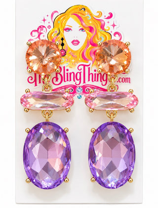 Pink & Purple Statement Gem Earrings