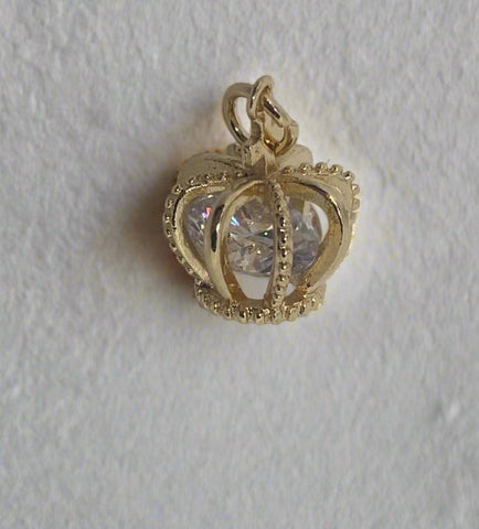 18K Gold Filled Pave Crown Charm