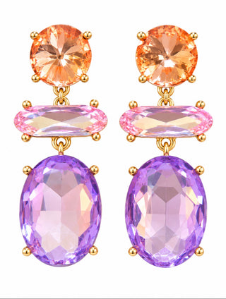 Pink & Purple Statement Gem Earrings