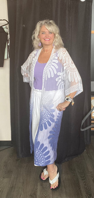 Periwinkle Ombre Lace Kimono Cardigan