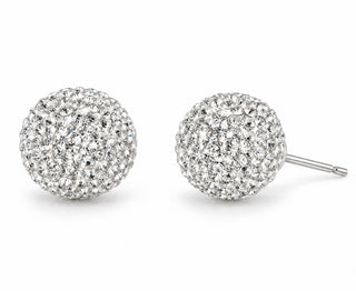 Large Silver Glitter Ball Post Earrings