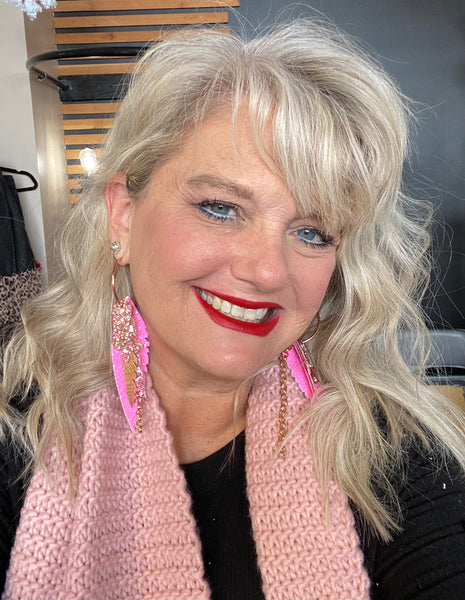 Randans Custom Rose Gold Hoops Pink Cowgirl Lightweight Dangle Earrings