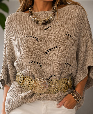 Antique Gold Disc Statement Belt