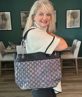 Iridescent Black Statement Tote Purse