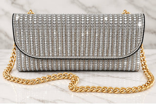 Silver Rhinestone Evening Bag Purse