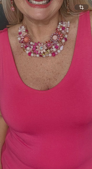 Floral Crystal Collar Necklace