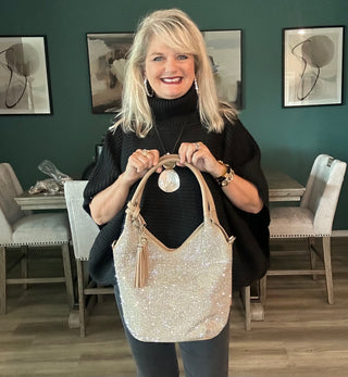 Champagne Crystal Sparkle Hobo Handbag Purse