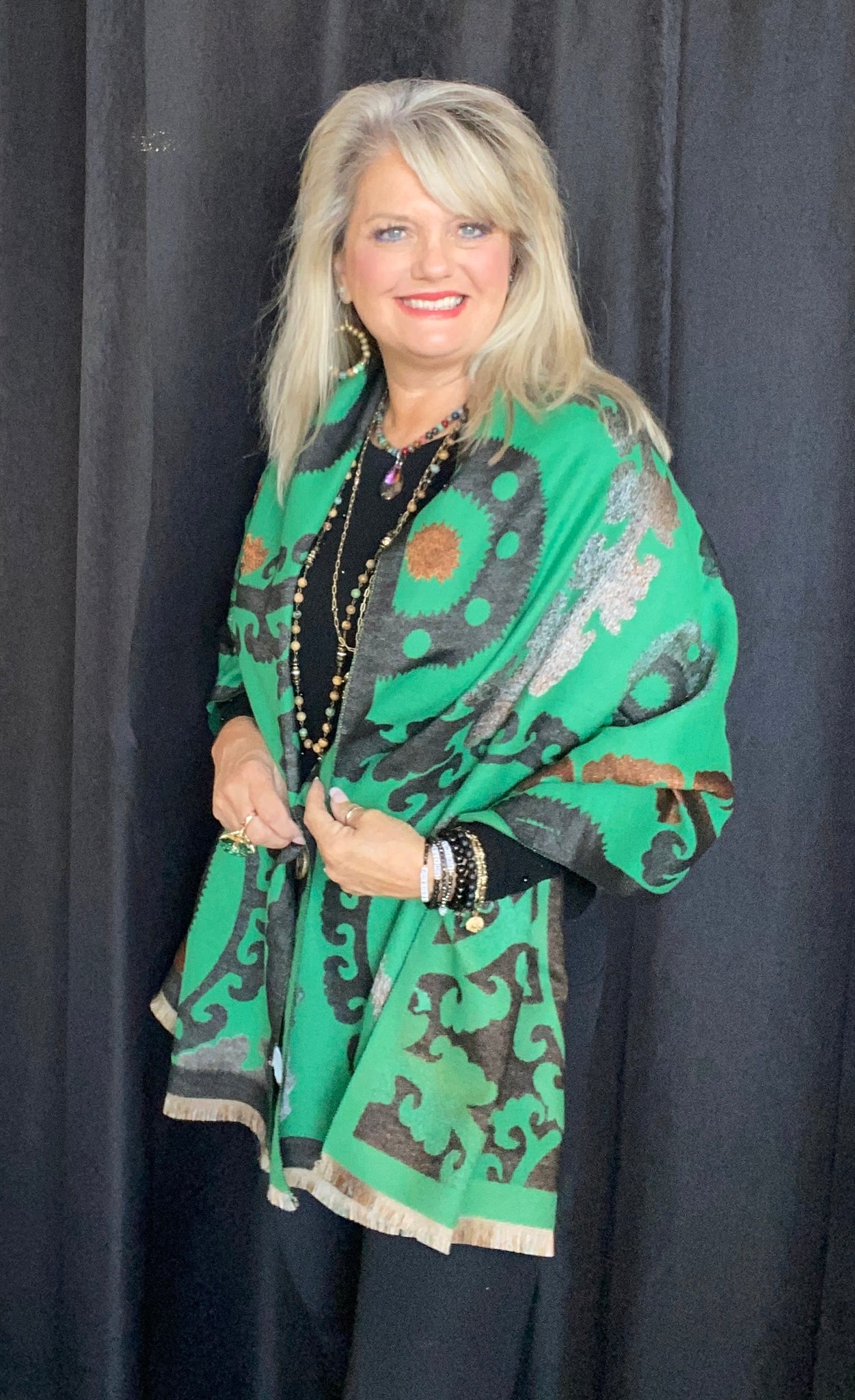 Green Multi Oblong Scarf Scarve