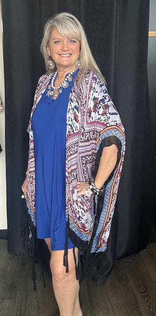 Purple Diamond Bohemian Tassel Kimono