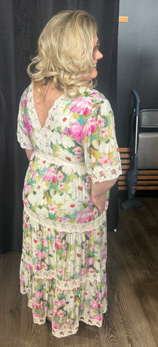 V Neck Side Zip Maxi Dress