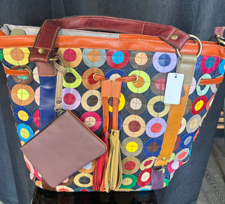 Genuine Leather Oversized Pattern Tote Purse