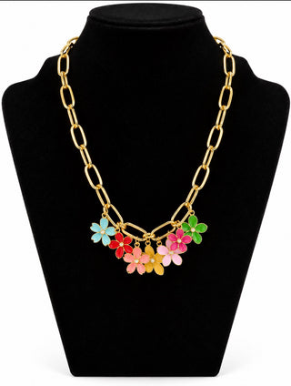 Colorful Layered Statement Necklace Set of 3 Boho Beaded Gemstone Floral Charm Necklace