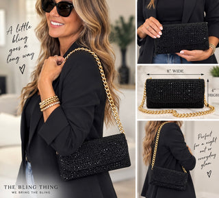 Black Rhinestone Evening Bag Purse