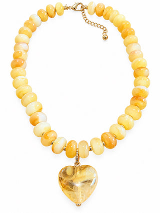 Golden Honey Heart Pendant Necklace