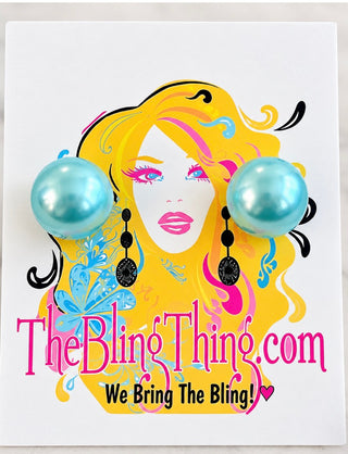 Ice Blue XLarge Pearl Stud Earrings