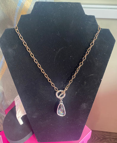 Bronze Tone Chain w Silver Bauble Necklace