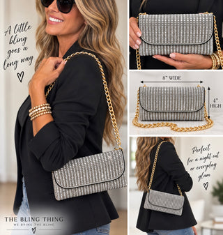 Silver Rhinestone Evening Bag Purse