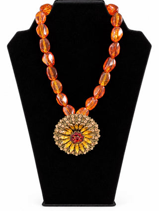 Amber Statement Necklace with Convertible Pendant & Pin