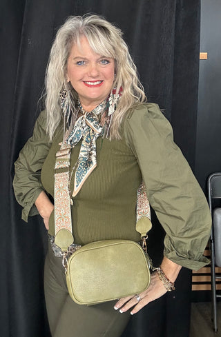Boho Style Faux Leather Cross body Purse w Guitar Straps