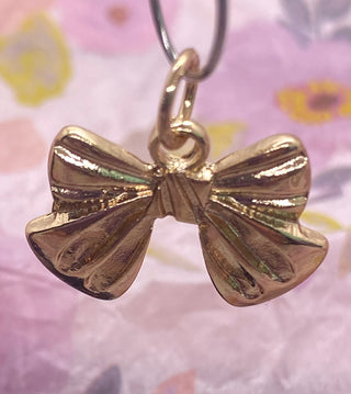 Gold Tone Bow Ribbon Charm