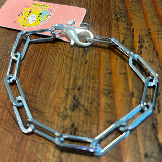 8 inch Silver Paper Clip Bracelet