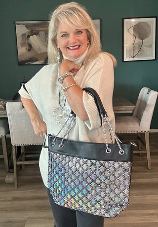 Iridescent Black Statement Tote Purse