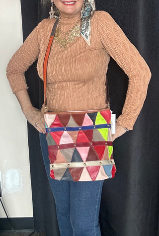 Genuine Leather Multi Color Crossbody Cross body Sling Purse