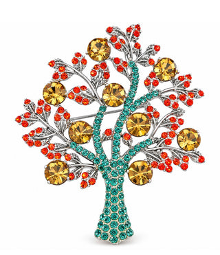 Sparkling Tree of Life Crystal Brooch Pin Pendant