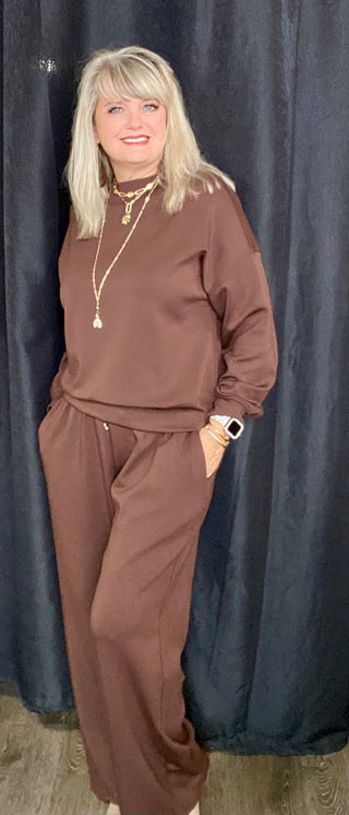 Plus Size Wide Leg Joggers Pants Espresso Brown