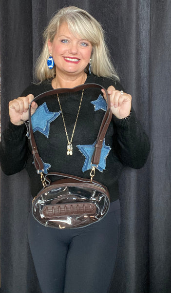 Brown Transparent Football Crossbody Purse