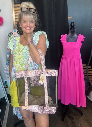 Pretty in Pink Metallic Glitter Pink Shimmer Mesh Tote Bag