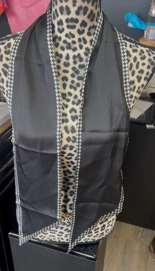 Black White Houndstooth Scarf Long Narrow 5 x 56 inches Long