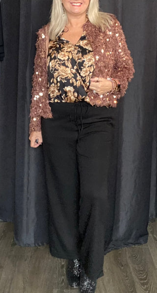 Wide leg Black Pants Elastic Waist Band
